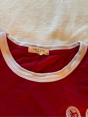 rag & bone red tee with white trim and subtle graphic